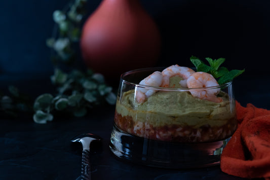 AVOCADO, GRAPEFRUIT, MINT, SHRIMP AND TOMATO VERRINE [Recipe]